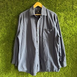 Calvin Klein Blue Small Plaid Long Sleeve Collared Button Up Shirt